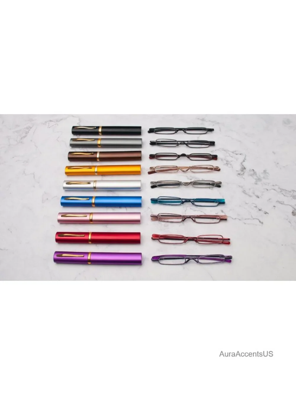 Mini Metal Reading Glasses with Case 2-Pack
